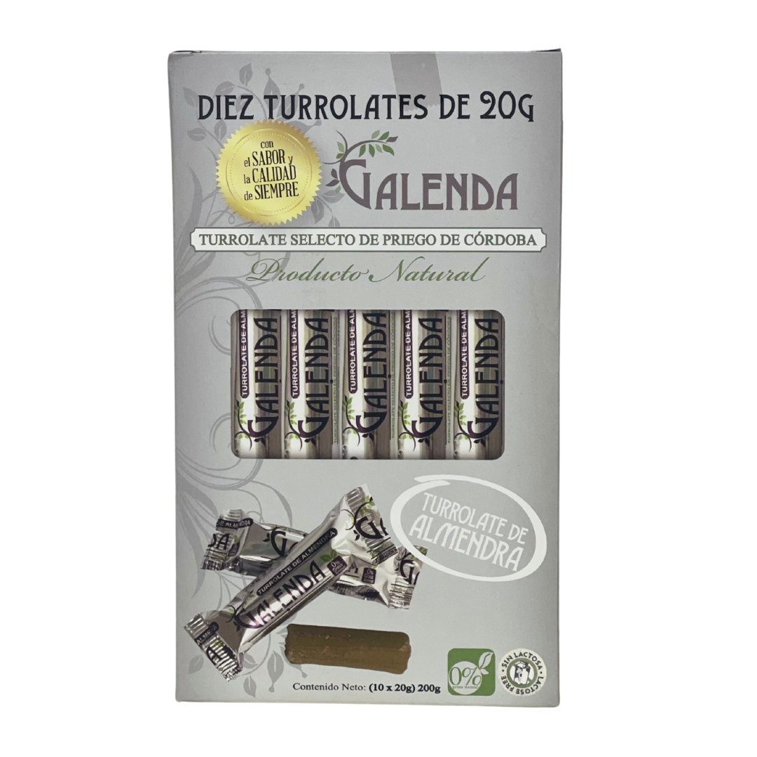 Turrolate de Almendra (Galenda). Caja de 10 unidades de 20 gr.