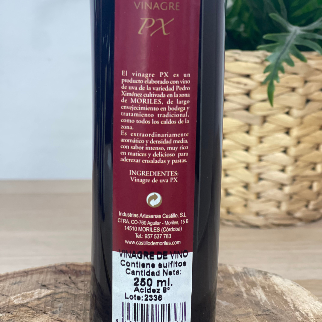 Vinagre de uva. Reserva al Pedro Ximenez (PX). 250 ml. (Castillo de Moriles).