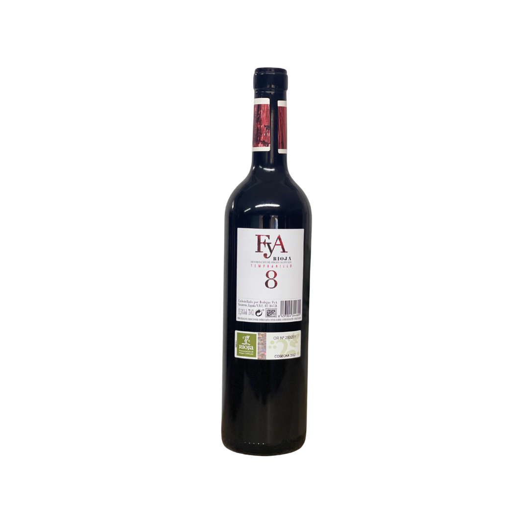 Vino Rioja Tempranillo 8 (Bodegas FyA). Cosecha 2021. 75 cl