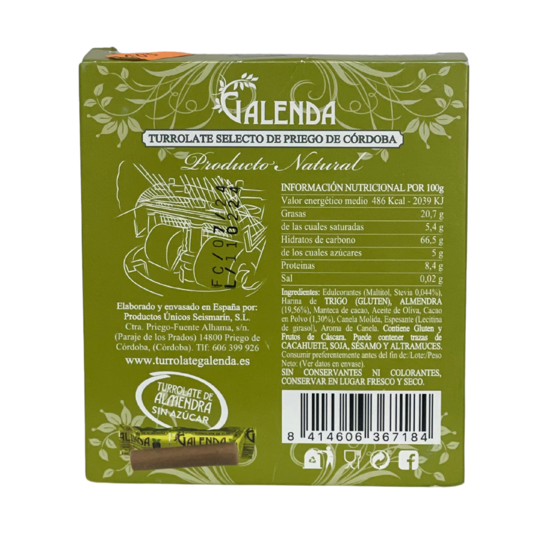 Turrolate de Almendra Con Stevia (Galenda). Caja de 5 unidades.