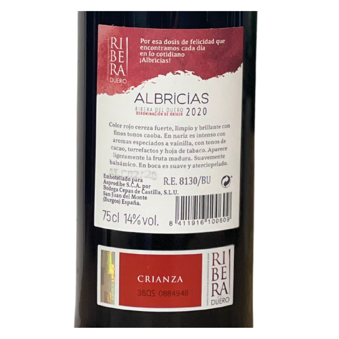 Ribera del Duero Albricias. Crianza 2019. 75 cl