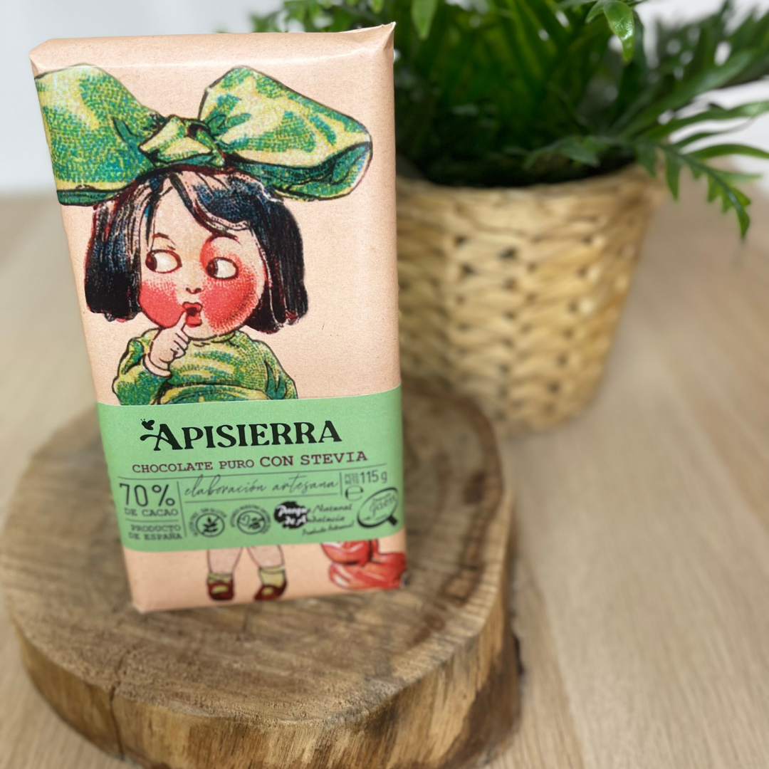 Chocolate puro con stevia 70% (apisierra)