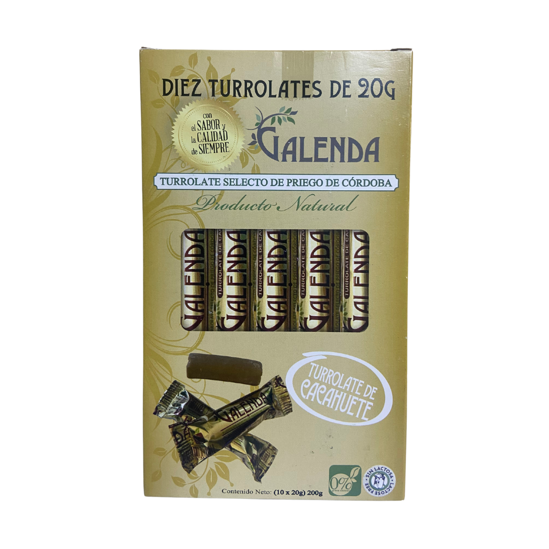 Turrolate de Cacahuete (Galenda). Caja de 10 unidades de 20 gr