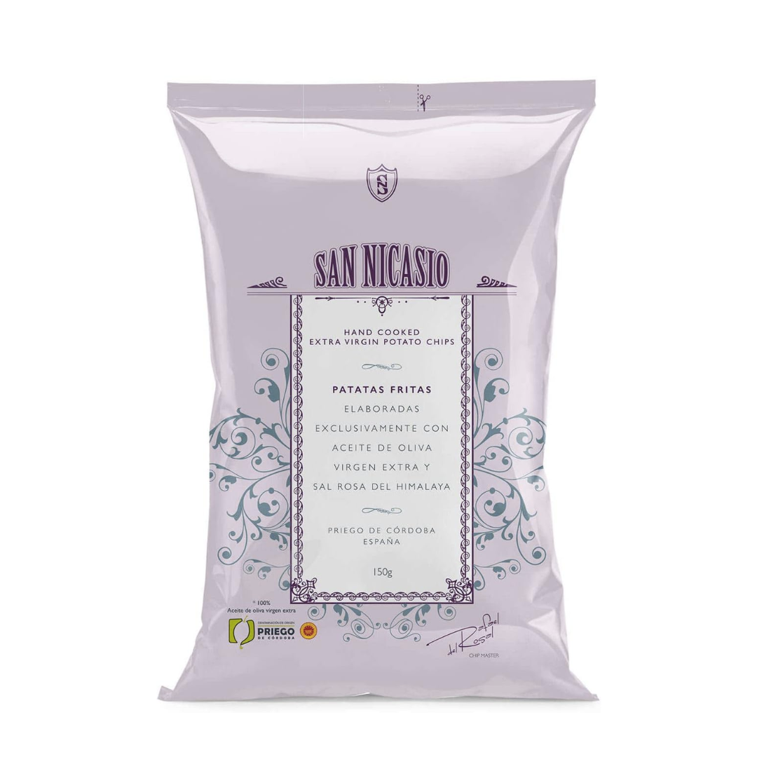 Patatas Fritas San Nicasio - Aceite de Oliva Virgen Extra y Sal del Himalaya -  Bolsa 150 gr