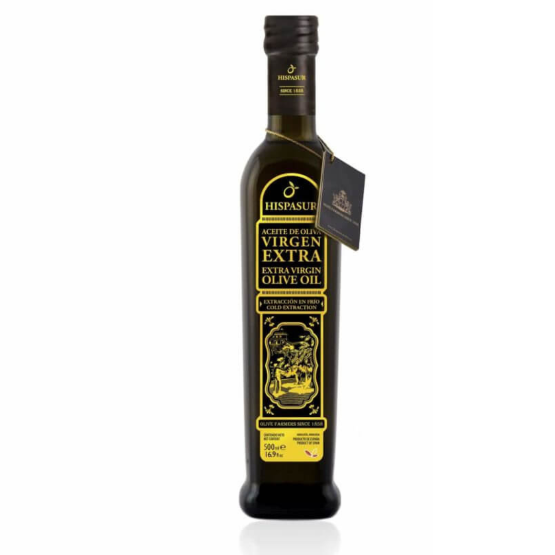 Hispasur Extra Virgin Olive Oil, 250ml and 500ml Glass Bottle.