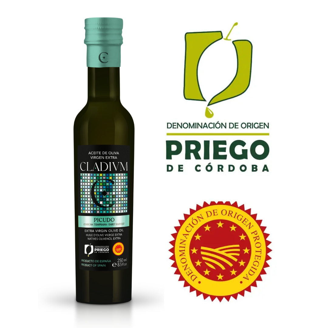 Aceite de Oliva Virgen Extra Cladivm, Botella de Vidrio de 250 ml y 500ml(Picudo)