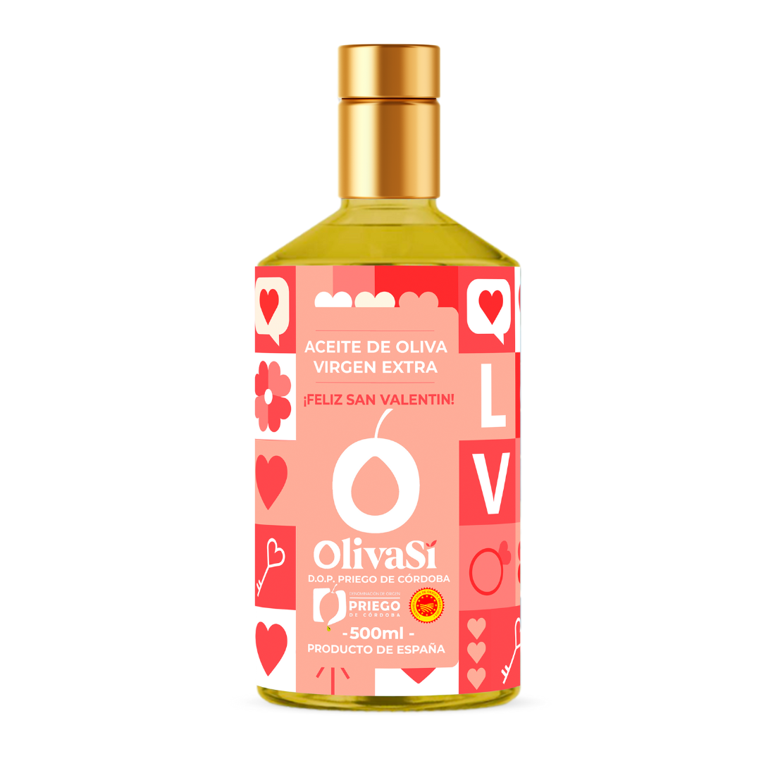 Aceite de Oliva Virgen Extra con Denominación de Origen de Priego de Cordoba, Oliva Si San Valentin Edition, 500ml, Coupage Hojiblanco - Picudo - Picual