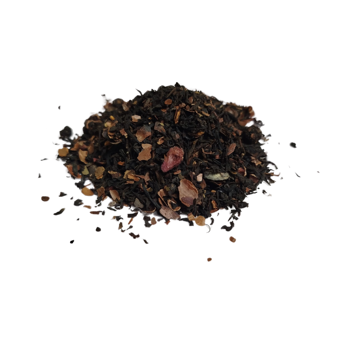 Black tea with red berries and chocolate